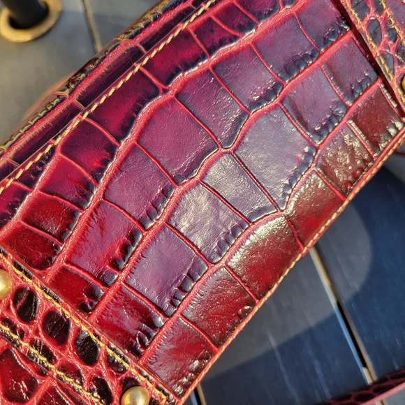 Dooney & Bourke Croco Fino Small Leather Satchel Bordeaux ~ Stunning! FINAL! - Picture 7 of 16
